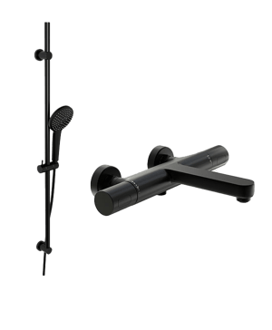 Blaufoss Apollo Badewannenarmatur: Thermostat-Armatur, Schwarz matt