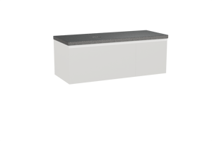 Balmani Idra zwevend badmeubel 135 x 55 cm mat wit met Rock asymmetrisch linkse wastafel in zwart graniet