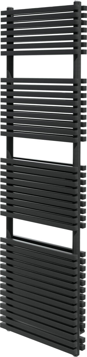 Vipera Vesuvio dubbele handdoekradiator 50 x 180 cm centrale verwarming mat zwart zij- en middenaansluiting 1799W