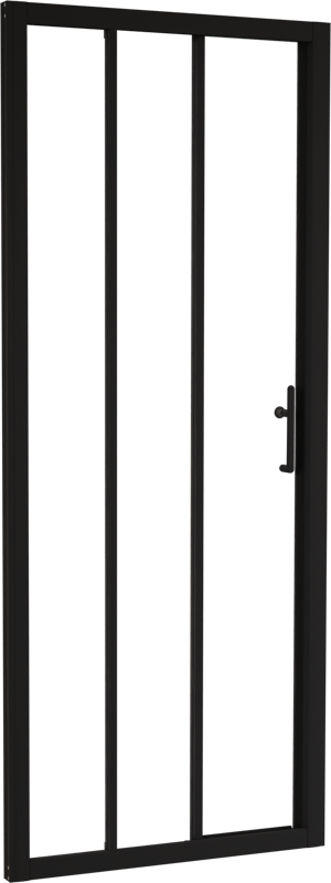 Linie Cadiz porte coulissante en trois parties 80 cm x 190 cm verre transparent profil noir mat