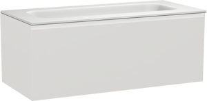 Balmani Idra zwevend badmeubel 120 x 55 cm mat wit met Tablo Arcato enkele wastafel voor 2 kraangaten in solid surface mat wit