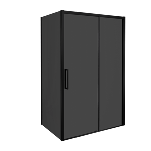Balmani Senses Design douchehoek met rechtse schuifdeur en vaste zijwand, 120 x 90 cm, Rookglas, Mat zwart profielen, met coating