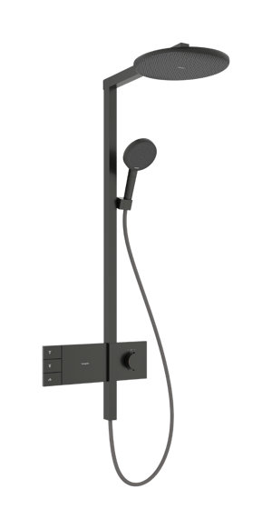 Hansgrohe Raindance Alive S 300 2jets Showerpipe Duschsystem mit Thermostatbatterie: Wandmontage, Brushed Black Chrome