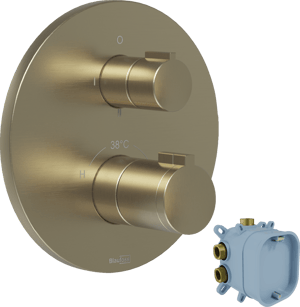 Blaufoss Smartbox Round Thermostat-Duscharmatur: Unterputz, 2 oder für 3 Verbraucher, Brushed Champagne Gold, Einbauelement inklusive