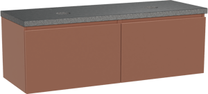 Balmani Sfera zwevend badmeubel 150 x 55 cm cotto met Rock dubbel wastafelblad in zwart graniet