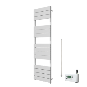 Vipera Teide Einzel Handtuchheizkörper 50 x 180 cm Elektrische Heizung weiß matt Seiten- und Mittelanschluss 800W, inkl. Widerstand