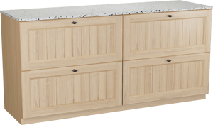 Balmani Lemon meuble salle de bains à poser 180 x 55 cm, placage chêne naturel avec Stretto tablette simple ou double en blanc/noir mat terrazzo