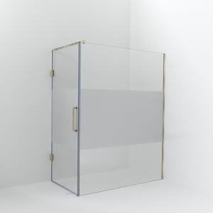 Balmani Modular inloopdouche met deur: 160 x 200 cm met deur 90 cm, Helder glas met matte strook, Brushed Champagne Gold profielen