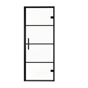 Balmani Senses Design douche draaideur rechts 90 cm x 210 cm Lined glas, Zwarte profielen, met coating