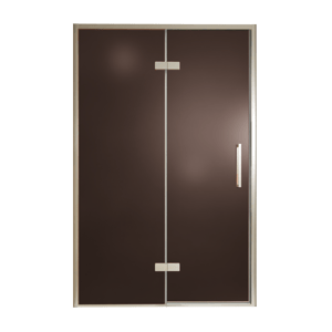 Balmani Senses Design Dusche Drehtür, Links, 140 cm x 210 cm, Bronze, Profil Brushed CoolMetal