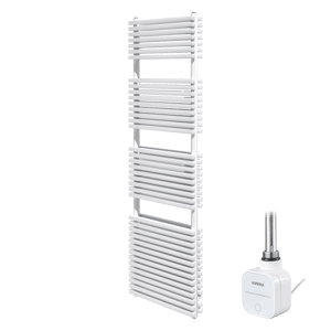 Vipera Vesuvio dubbele handdoekradiator 50 x 180 cm elektrische verwarming mat wit zij- en middenaansluiting 1430W, weerstand inbegrepen