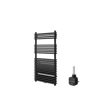 Vipera Alegria Doppel Handtuchheizkörper 60 x 120 cm Elektrische Heizung Schwarz matt Seiten- und Mittelanschluss 1000W, inkl. Widerstand