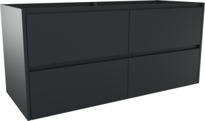 Storke Seda meuble sous-vasque suspendu 130 x 52 cm Noir Mat 4 tiroirs