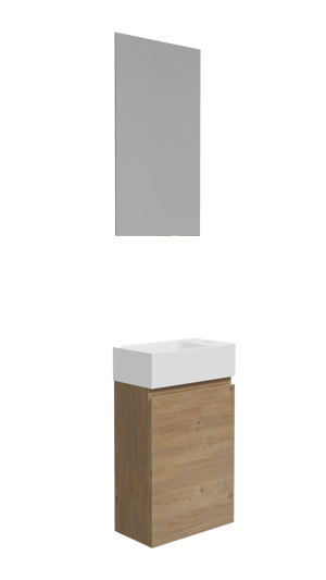 Linie Lado composition de meuble de toilette chêne naturel avec plan marbre composite 40x22cm