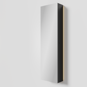 Balmani Mara zwevende badkamerkast met spiegel 45 x 160 cm Mat Zwart met spiegelverlichting