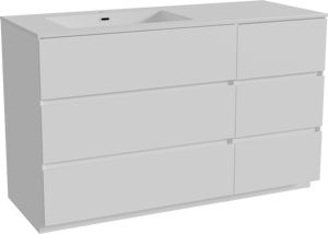 Storke Edge staand badkamermeubel 130 x 52 cm mat wit met Diva asymmetrisch linkse wastafel in composietmarmer glanzend wit