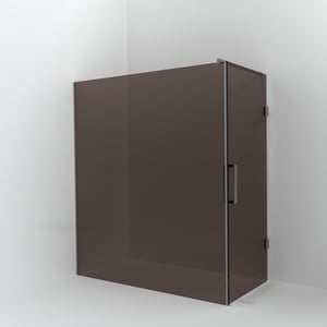 Balmani Modular inloopdouche met deur: 180 x 200 cm met deur 90 cm, Brons glas, Brushed Inox profielen