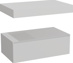 Balmani Mitra Elements hängendes Möbelstück Set: 90 x 55 cm, Weiß matt mit Dominus Einzel Waschtischplatte, Solid Surface Weiß matt