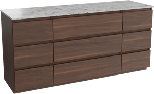 Balmani Lucida freistehendes Möbelstück Set: 180 x 55 cm, Amerikanischer Nussbaum, mit Stretto Einzel- oder Doppel Waschtischplatte, Marmor Carrara