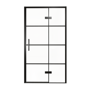 Balmani Senses Design douche draaideur rechts 120 cm x 210 cm Lined glas, Zwarte profielen