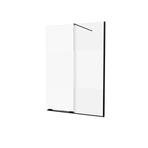 Balmani Move Slide douche à l'italienne avec panneau coulissant 140 x 200 cm droite verre bande profil Noir Mat