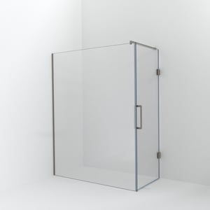 Balmani Modular inloopdouche met deur: 160 x 200 cm met deur 80 cm, Helder glas met coating, Brushed CoolMetal profielen