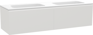 Balmani Idra zwevend badmeubel 180 x 55 cm mat wit met Tablo Strada dubbele wastafel in composietmarmer mat wit