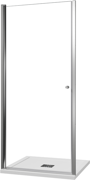 Luca Varess Kuresa porte pivotante 95 x 200 cm verre transparent profil chrome brillant