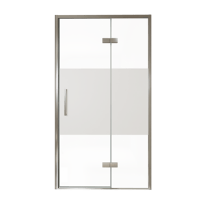 Balmani Senses Design Dusche Drehtür, Rechts, 120 cm x 210 cm, Klarglas mit mattiertem Streifen, Profil Chrom