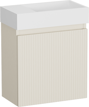 Storke Ribs meuble wc suspendu 40 x 22 cm Sand mat avec Fada plan vasque en Solid Surface blanc mat