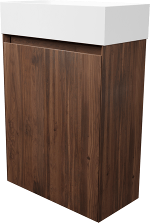 Balmani Mitra hängendes WC-Möbel-Set, 42 x 21 cm, amerikanischer Nussbaum, mit Dama Waschtisch in mattem Solid Surface