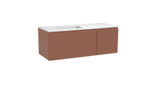 Balmani Sfera hängendes Möbelstück Set: 135 x 55 cm, Cotto, mit Tablo Arcato Waschtisch links, Solid Surface Weiß matt