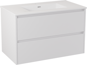 Storke Seda hängendes Möbelstück Set: 95 x 52 cm, Weiß matt, mit Kera Doppelwaschtisch, Keramik Weiß glänzend, inklusive Ablaufventil