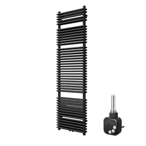 Vipera Alegria sèche-serviettes Doublé 50 x 180 cm chauffage électrique noir mat raccordement latéral et central possible 1200W, résistance incluse