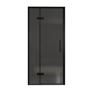 Balmani Senses Design Dusche Drehtür, Links, 100 cm x 210 cm, Rauchglas, Profil Schwarz