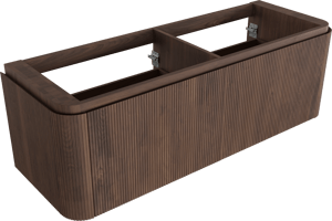 Balmani Moon zwevende wastafelonderkast 160 x 55 cm Amerikaanse notelaar 2 lades vert. sym. Groef