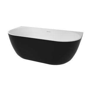 Luca Varess Otello 2-Personen halb freistehende Badewanne: 170 x 80 cm, Acryl, Schwarz Matt