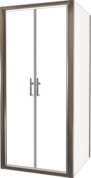 Linie Cadiz douchehoek met pendeldeur en vaste zijwand, 90 x 80 cm, helder glas, geborstelde chroom profielen