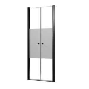 Luca Varess Kuresa douche pendeldeur 80 x 200 cm helder glas met matte strook mat zwart profiel