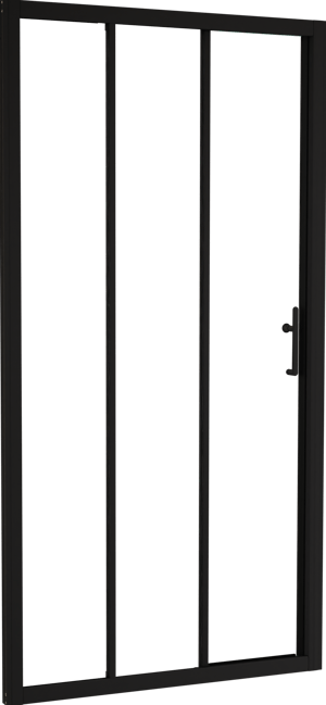 Linie Cadiz porte coulissante en trois parties 100 cm x 190 cm verre transparent profil noir mat
