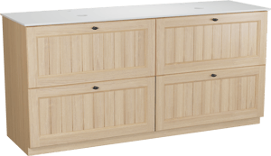 Balmani Lemon meuble salle de bains à poser 180 x 55 cm, placage chêne naturel avec Facetta tablette double en blanc mat