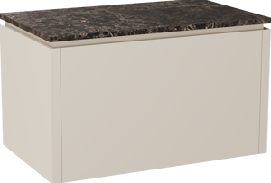 Balmani Eclips hängendes Möbelstück Set: 90 x 55 cm, Sandbeige, mit Stretto Einzel Waschtischplatte Marmor Dark Emperador