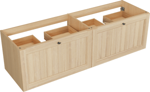 Balmani Lemon hängender Waschbeckenunterschrank: 180 x 55 cm, Naturbelassene Eiche Furnier, 4 Schubladen