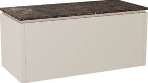 Balmani Eclips hängendes Möbelstück Set: 120 x 55 cm, Sandbeige, mit Stretto Einzel- oder Doppel Waschtischplatte Marmor Dark Emperador