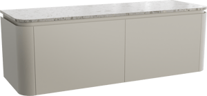 Balmani Moon meuble salle de bains suspendu 160 x 55 cm soie grise avec Moon tablette simple ou double en terrazzo greige terrazzo