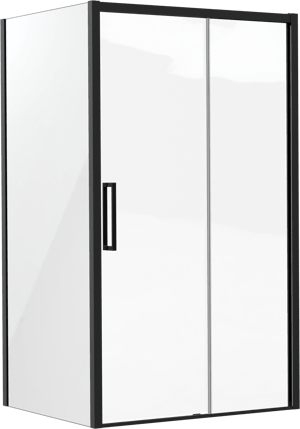 Luca Varess Senses douchecabine met schuifdeur en vaste zijwand 120 x 100 cm helder glas mat zwart profiel