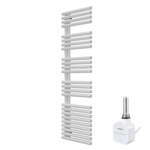 Vipera Avila enkele handdoekradiator 50 x 187 cm elektrische verwarming mat wit middenaansluiting 800W, weerstand inbegrepen