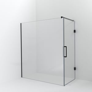 Balmani Modular douche à l'italienne avec porte: 180 x 200 cm avec porte 90 cm, Verre transparent, Profil Noir mat