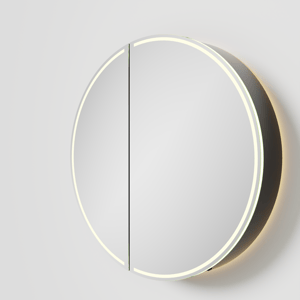 Balmani Mara Spiegelschrank Rund Ø 80 cm Schwarz Matt, mit Spiegelbeleuchtung und Anti-Beschlag Spiegelheizung