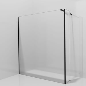 Balmani Modular inloopdouche met vaste zijwand: 180 x 200 cm, Ribs met coating, Mat zwarte profielen